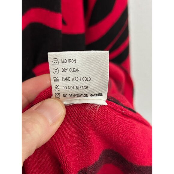 Pierri New York V Neck 3/4 Sleeve Top Red Black Sz Large Abstract Print Knit - Picture 8 of 10